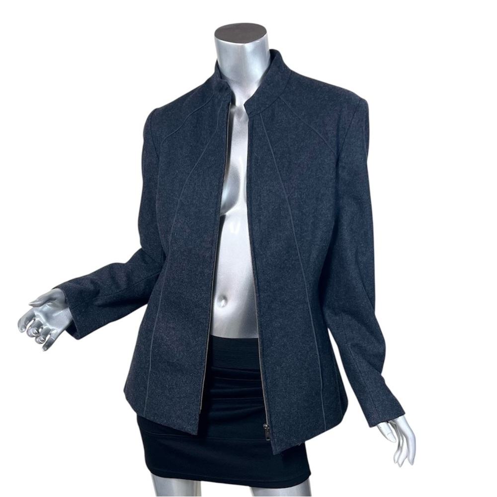 Harve Benard Wool Blend Lined Zip Up Jacket Dark Gray Size 10 MEDIUM